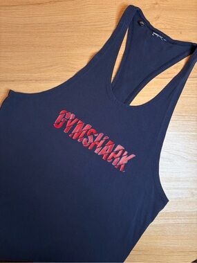 Gymshark Navy & Red Logo Racerback Workout Women’s Tank Top Small